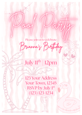 Pink Pool Party Birthday Invitation Template | Editable Summer Pool Invite | Tropical Flamingo Birthday Invite | Canva Digital Download