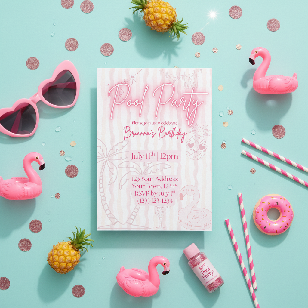 Pink Pool Party Square Mockup