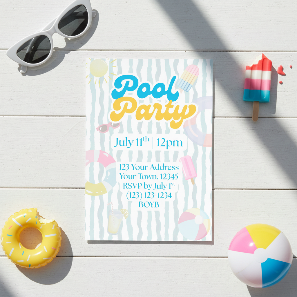 Retro Pool Party Square Mockup